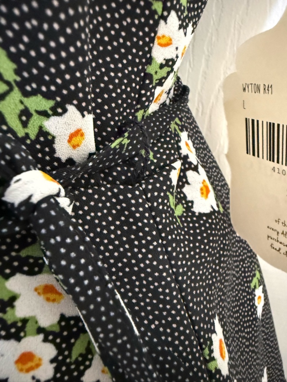 NWT Altar’d State Black Daisy Floral Ruffle Mini Dress Tie Waist Size Large - Picture 12 of 16